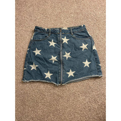 Star Print Denim Mini Skirt